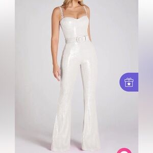 Sequin white jumpsuit
